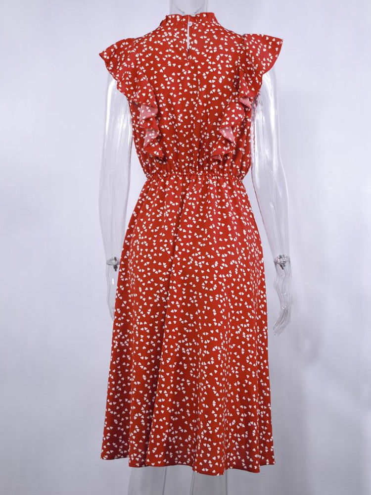 Schickes rotes Bohemian-Kleid