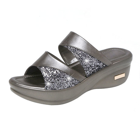 Goldene Damen-Sandalen mit hohem Absatz