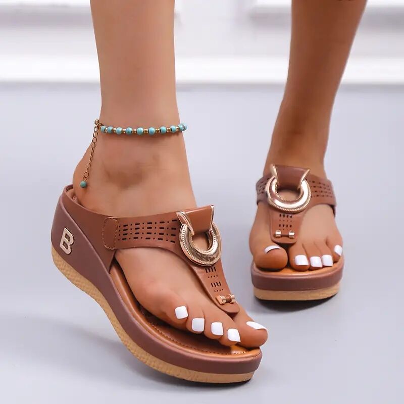 Orthopädische Keilsandalen mit offener Zehenpartie