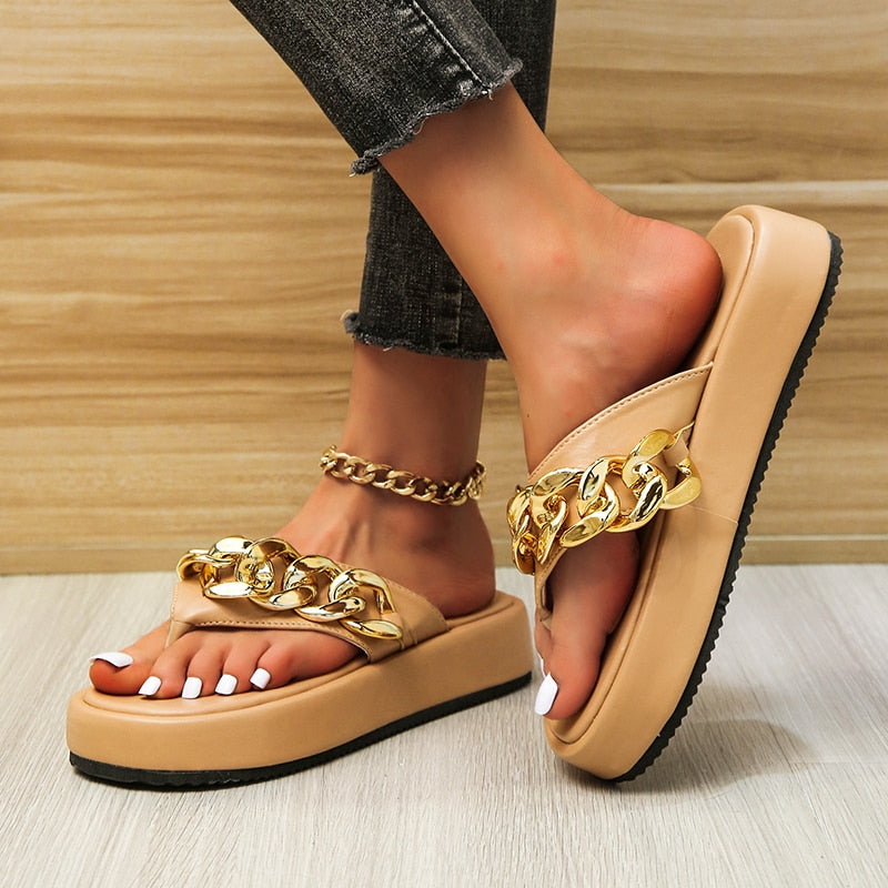 Sandales décontractées dorées pour femmes - Damol