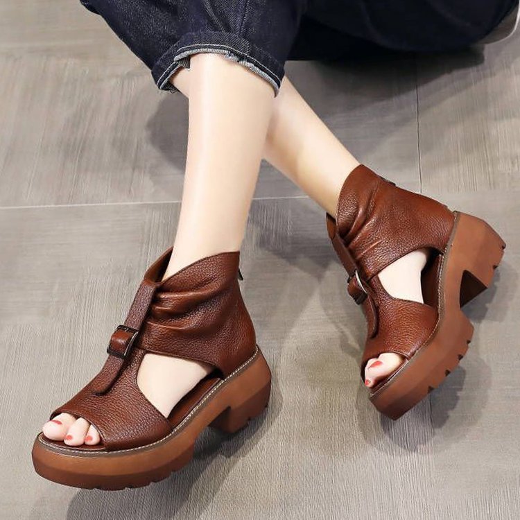 Sandales compensé en PU pour femmes - Boty