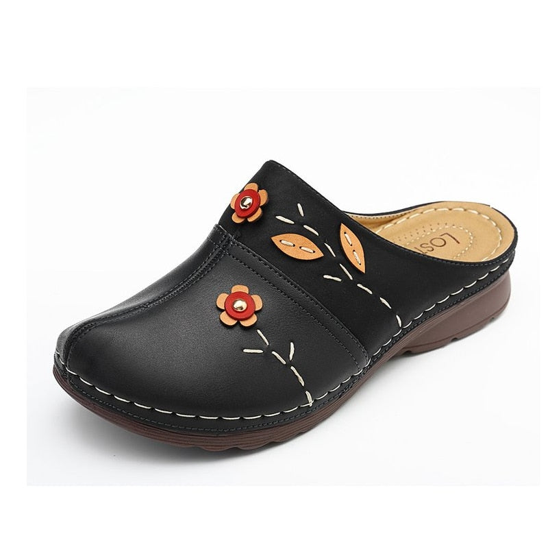 Bequeme, weiche Clogs mit Blumenmuster