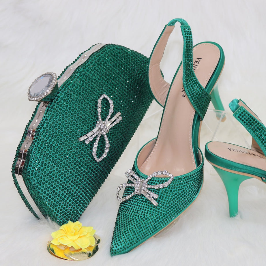 Women's Sequined Shoe and Bag Set