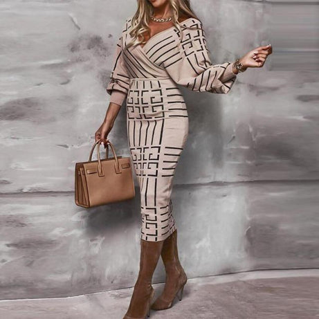 Robe de soirée moulante coupe slim - Beige